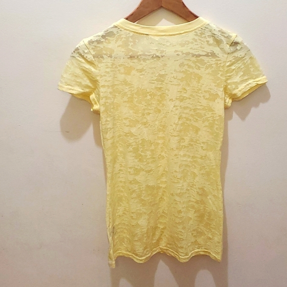 Guess V-neck See through yellow Tee - Picture 2 of 4
